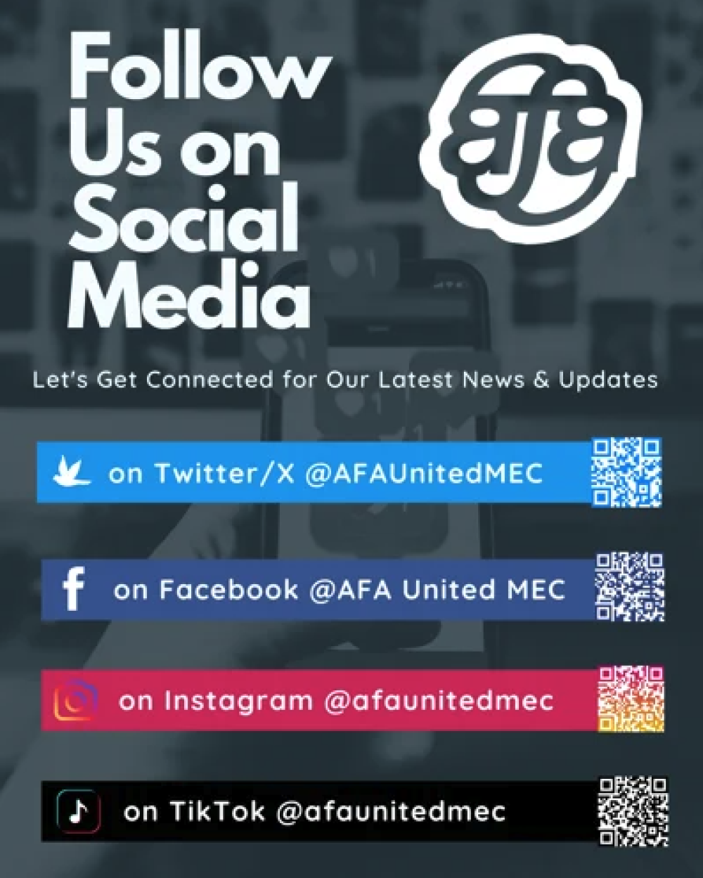 Following the Official AFA United MEC Social Media Accounts